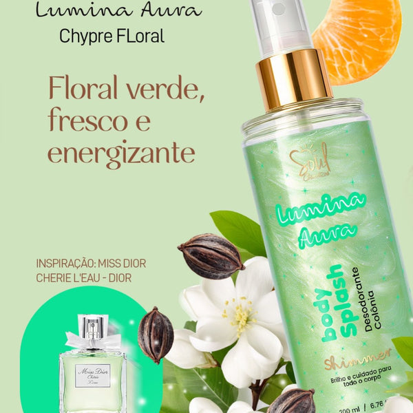 Body Splash Lumina Aura Shimmer Soul Cosméticos 200ml Chypre Floral