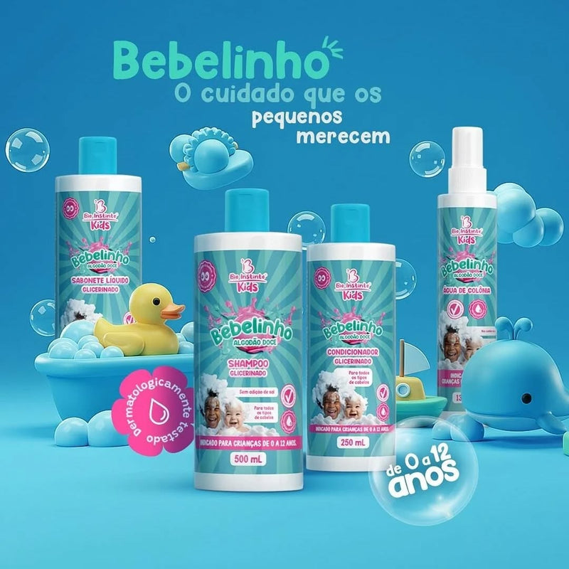 Kit Infantil Bebelinho Bio Instinto Kids Algodão Doce - Shampoo, Condicionador, Sabonete e Colônia 0 a 12 anos