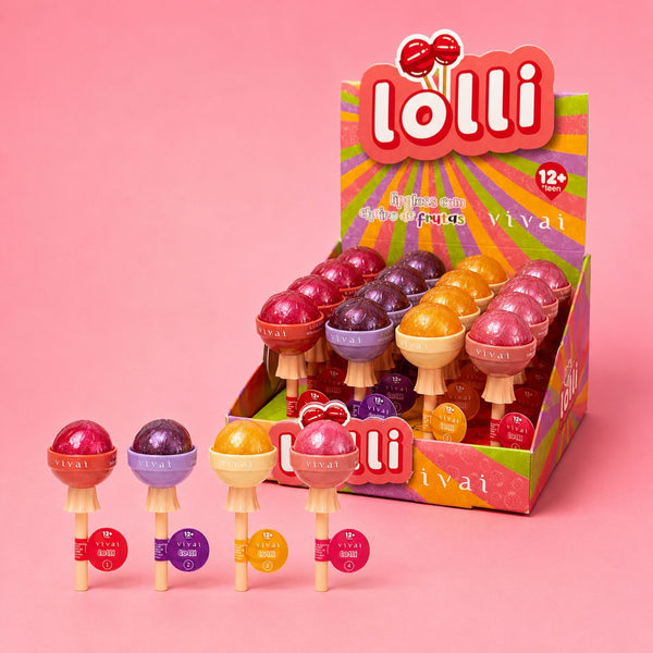 Lip Gloss Vivai Lolli em Formato de Pirulito com Cheirinho de Frutas