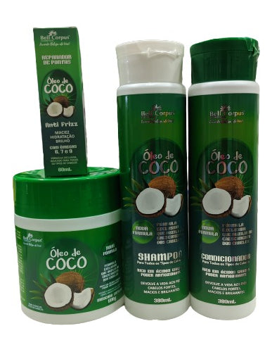 Kit Umectaçao Anti Frizz Oleo De Coco Cabelos Secos E Fracos