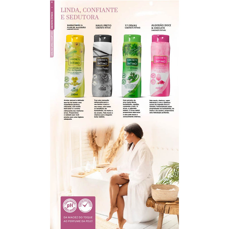 Sabonete Íntimo Feminino 200ml APINIL -  Fragrâncias Refrescantes