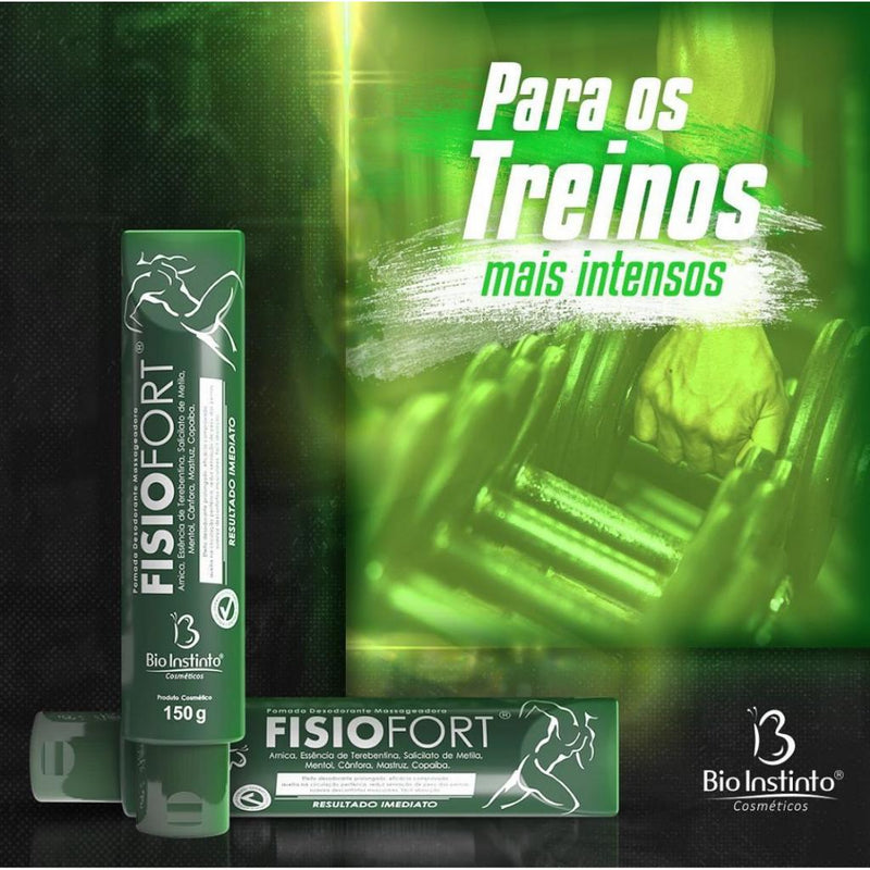 Pomada massageadora desodorante Fisiofort 150g Bio instinto academia,dores musculares,treino