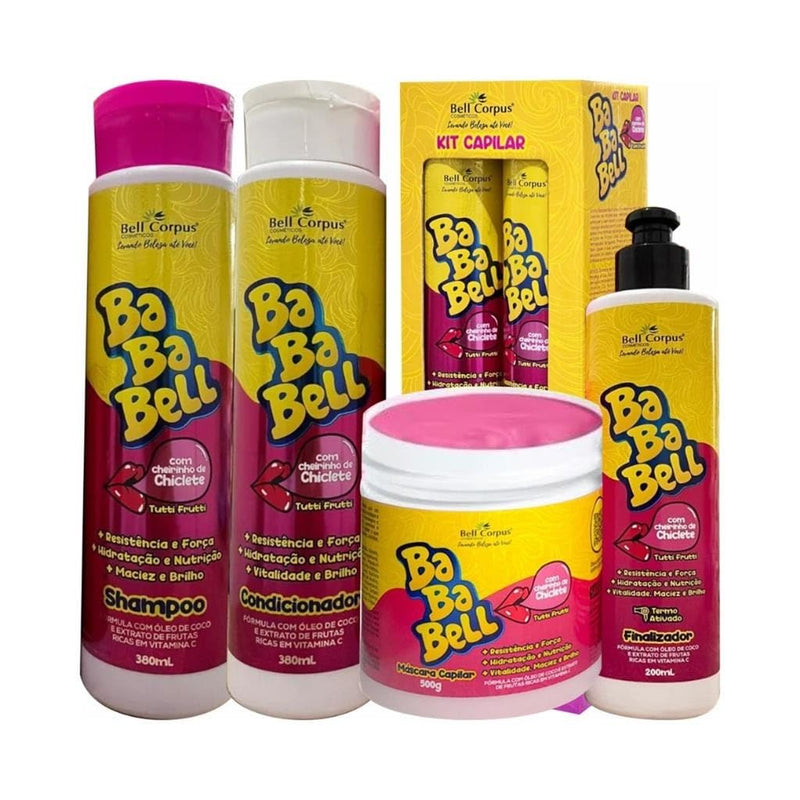 Kit Capilar Completo Cheirinho de Chiclete - Shampoo, Condicionador, Máscara e Finalizador