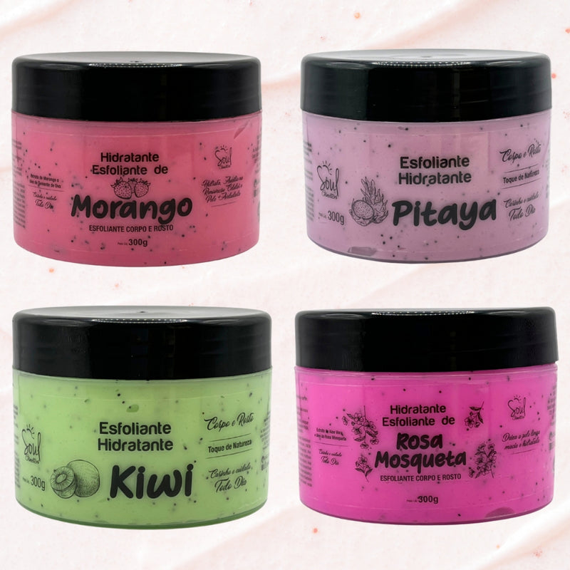 Esfoliante Hidratante Corporal Soul Feminino Frutas Cheirosas 300g - Morango, Rosa Mosqueta, Pitaya e Kiwi