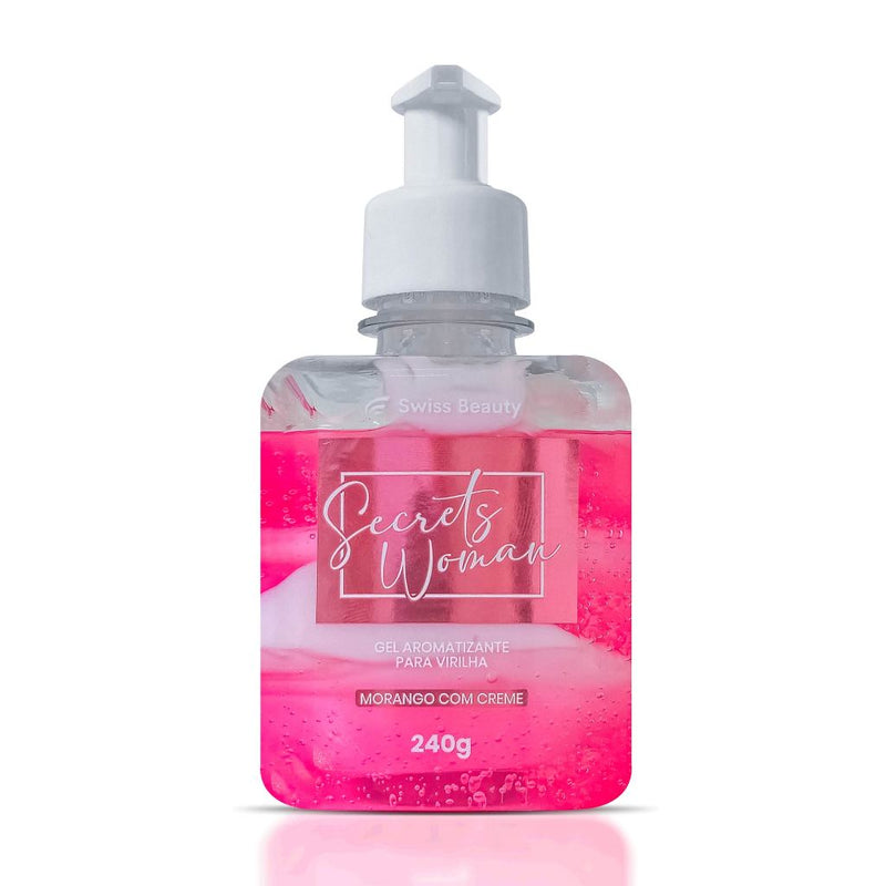 Gel Aromatizante Beijável Íntimo Sabor Morango com Creme para Saúde e Cuidado Vaginal 240g Swiss Beauty Belkit
