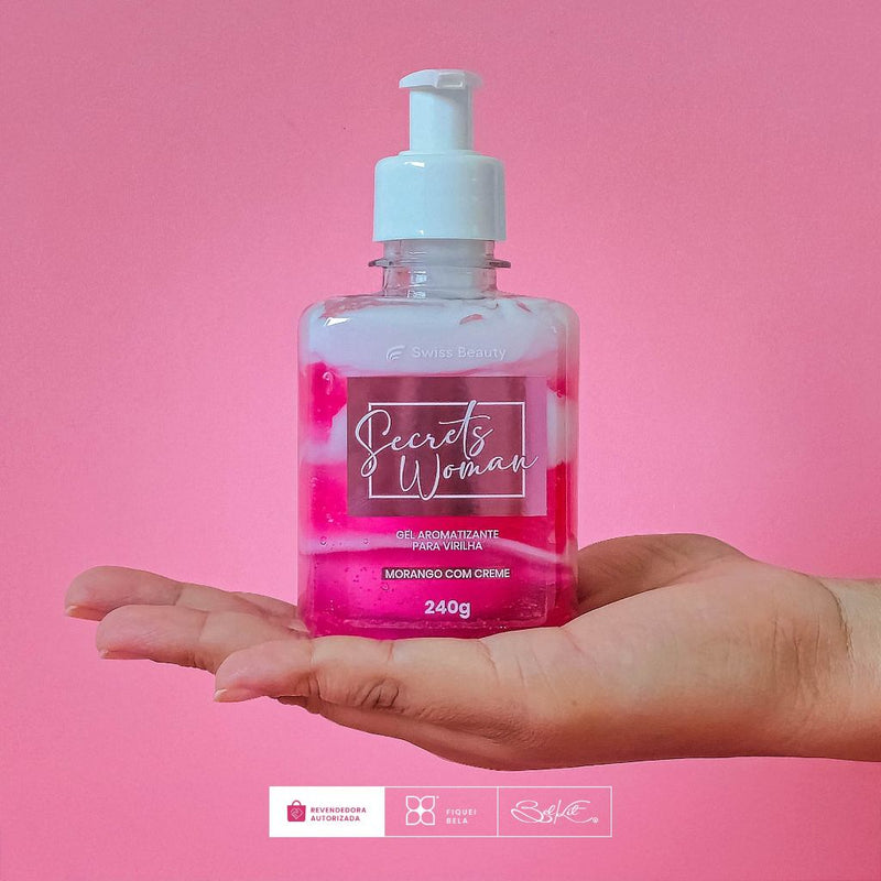 Gel Aromatizante Beijável Íntimo Sabor Morango com Creme para Saúde e Cuidado Vaginal 240g Swiss Beauty Belkit
