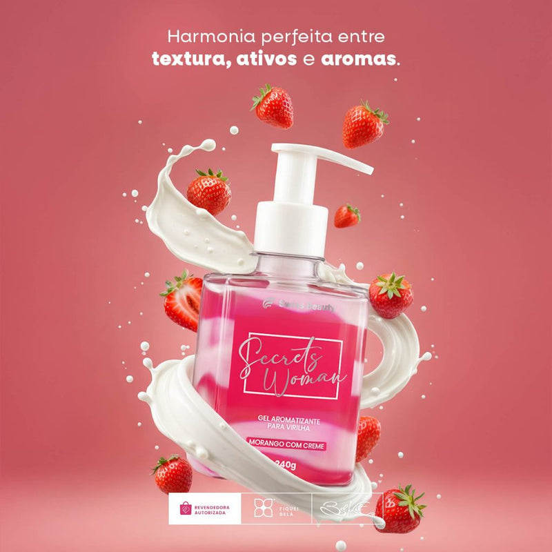 Gel Aromatizante Beijável Íntimo Sabor Morango com Creme para Saúde e Cuidado Vaginal 240g Swiss Beauty Belkit