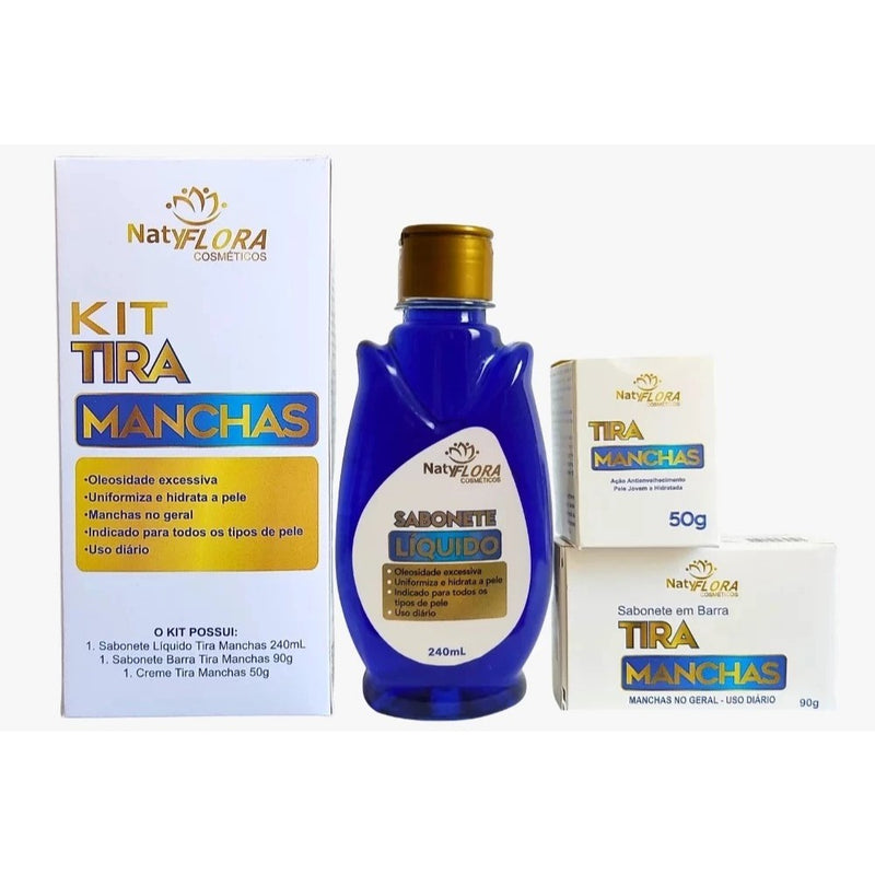 Kit Tira Manchas Facial, Pele Limpa e Macia Com Creme e Sabonete