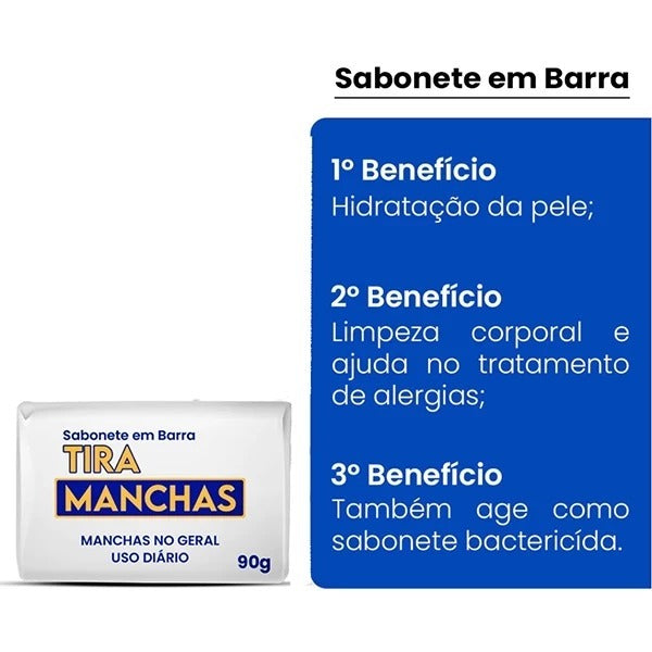 Kit Tira Manchas Facial, Pele Limpa e Macia Com Creme e Sabonete