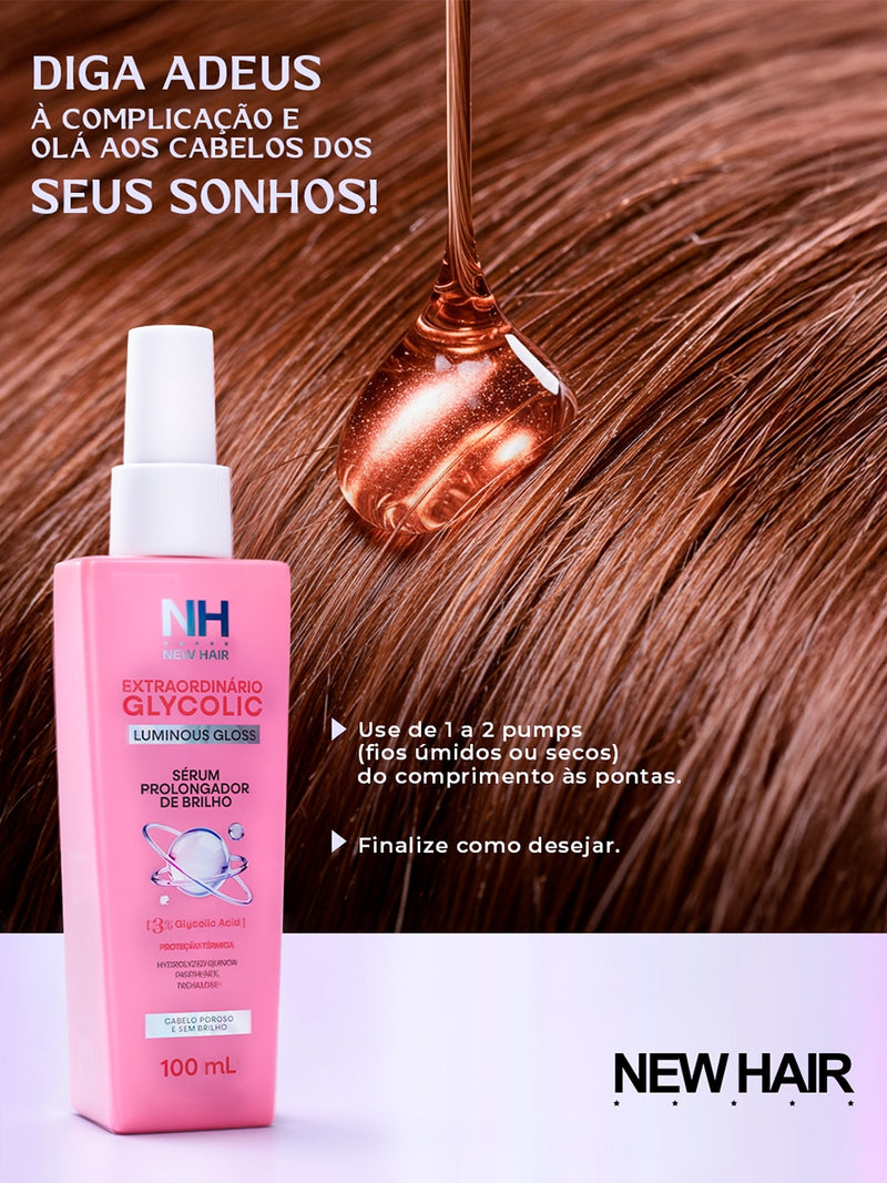 Sérum Capilar Glycolic 100ml New Hair | Sérum para cabelo, Reconstrução e Proteção