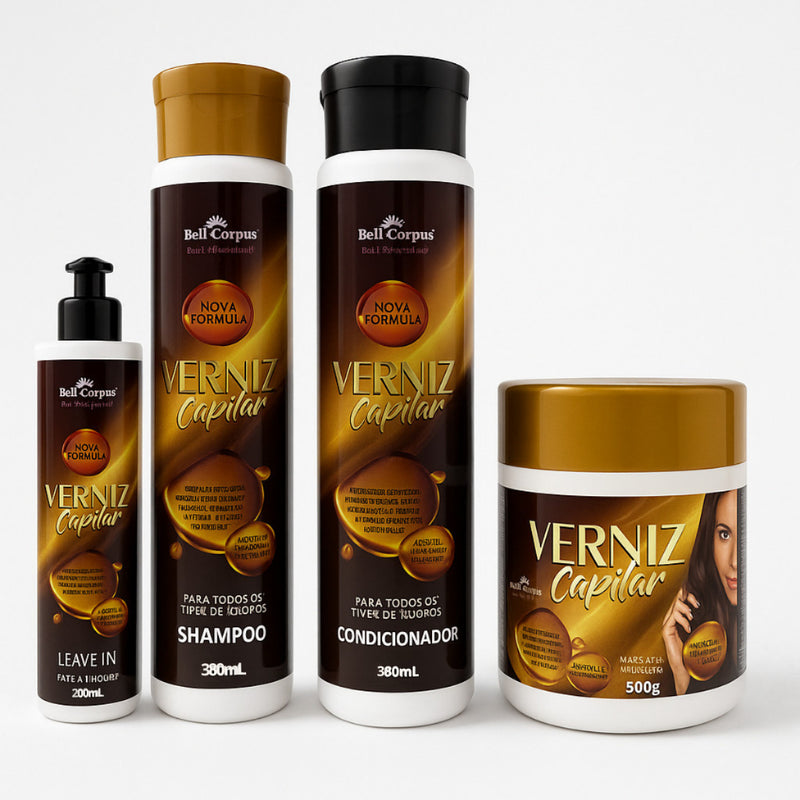 Kit Capilar Banho de Verniz 4 Itens BellCorpus Brilho Espelhado Hidratação Intensa – BellCorpus