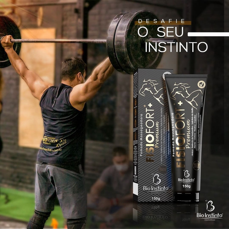 12 Pomadas Desodorante Massageadora Fisiofort Premium Preta 150g (Nova Embalagem) - Bio Instinto